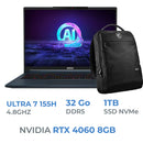 MSI STEALTH 16 AI STUDIO-A1VFG ULTRA 7-155H /32GB DDR5/1TB SSD/RTX4060 8GB/15.6'' QHD 240Hz