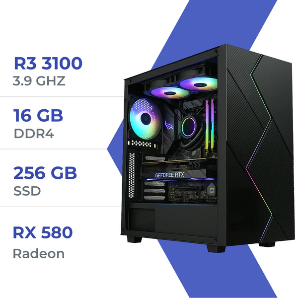 PC Gamer ULTRASETUP Ryzen 3 3100/16GB/500GB SSD/RX 580